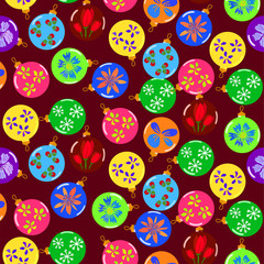 Christmas and Happy New Year seamless pattern