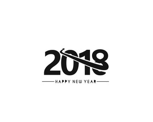 Happy new year 2018 Text Design Vector illustration