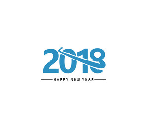 Happy new year 2018 Text Design Vector illustration
