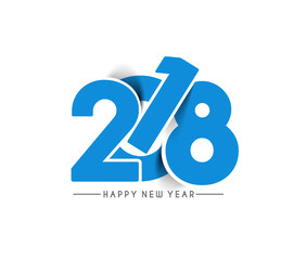 Happy new year 2018 Text Design Vector illustration