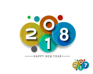 Happy new year 2018 Text Design Vector illustration
