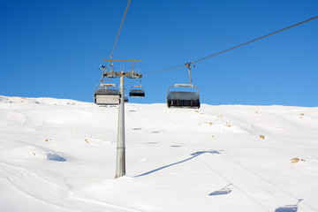 Fototapeta na wymiar Almost empty ski slopes in Dolomites, Italy, Europe.