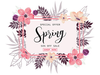 Spring sale background vector illustration.