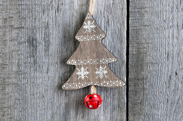 Christmas decorations on wooden background
