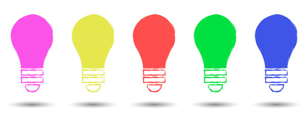 Light bulb idea icon set many color isolated on white. Vector EPS 10.