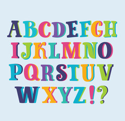 multicolored shiny alphabet with space background
