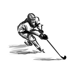 Fototapeta premium Vector ink sketch hockey player