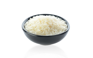 bowl of rice Isolated on white background.