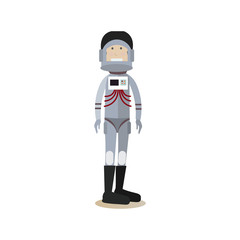Astronaut in space suit and helmet flat vector illustration