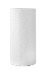 Roll of paper towels on white background