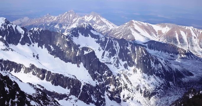 Panoramic wiev from Lomnicky Stit. High Tatras mountains of Slovakia.