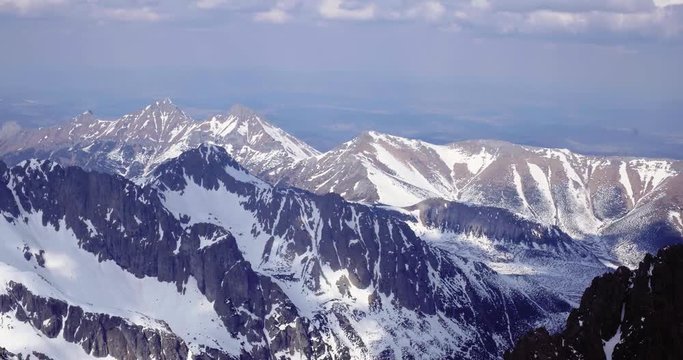 Panoramic wiev from Lomnicky Stit. High Tatras mountains of Slovakia.