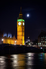 Fototapeta na wymiar London cityscape with Westminster Bridge and Elizabeth Tower or Big Ben at night