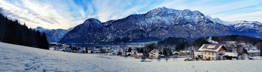 Mountains by lake of Hallstatt