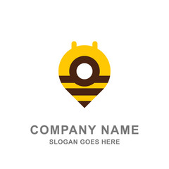 Pin Point Location Navigation Bee Logo Icon Vector  - 186116864