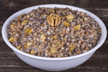 Bowl with kutia - traditional Christmas sweet meal in Ukraine, Belarus and Russia