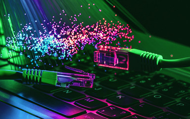 Fiber optics lights abstract background, fiber optical background