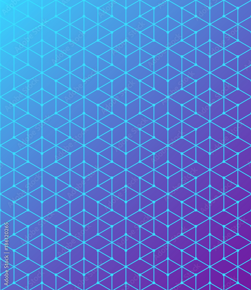 Poster geometric pattern of intersecting lines. the blue is a purple gradient. abstract background for your
