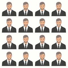  vector illustration of a face expressions, set of a different face expression, cartoon character, avatar