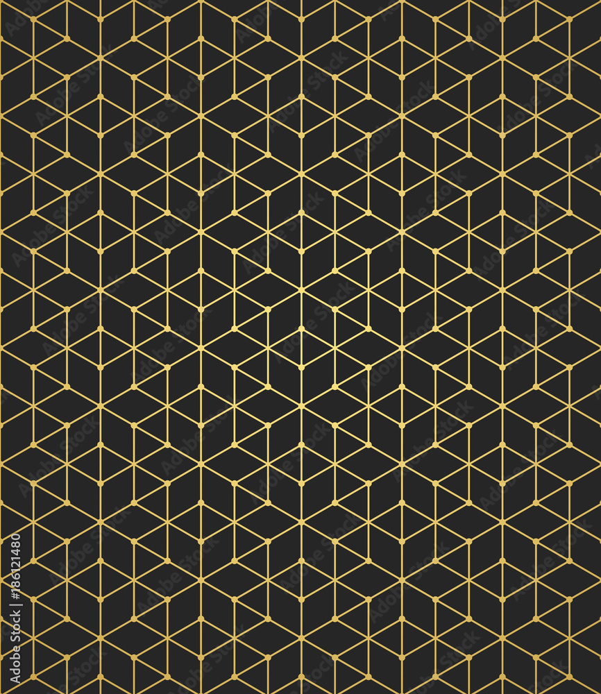 Aufkleber geometric pattern of intersecting lines on a black background. golden gradient. abstract background 