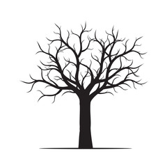Black Tree without Leaves. Vector Illustration.
