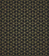 Gordijnen Geometrisch patroon van kruisende lijnen op een zwarte achtergrond. Gouden verloop. Abstracte achtergrond voor uw ontwerp. Vector. © sersupervector
