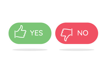 Like and dislike icons set. Selection buttons between "no" and "yes". Set of modern color and style. 