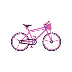 Pink city bike, modern bicycle vector Illustration