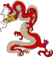 Fototapeta premium Japanese old Dragon sticker on black background.Chinese dragon tattoo. Traditional Asian tattoo the old dragon vector.