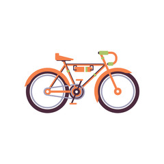 Orange trekking bike, modern bicycle vector Illustration