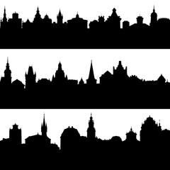 vector silhouettes of european city