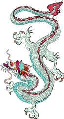 Japanese old Dragon sticker on black background.Chinese dragon tattoo. Traditional Asian tattoo the old dragon vector.