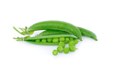 green snap peas isolated on white