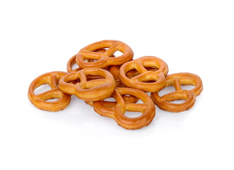 Salty snacks. Pretzels isolated