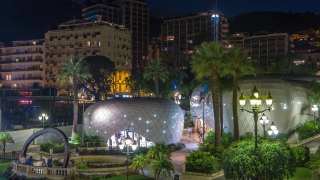 The gardens of Monte Carlo night timelapse from top
