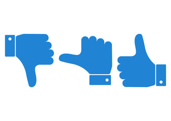 Blue set of hand with the thumb. Vector illustration.