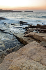 Amazing Sunset view of coastline of village of Chernomorets, Burgas Region, Bulgaria