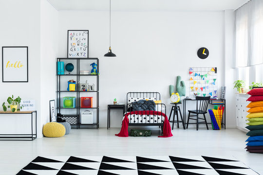 Geometric carpet in child's room