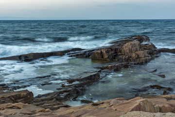 Amazing Sunset view of coastline of village of Chernomorets, Burgas Region, Bulgaria