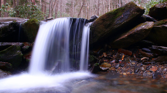 Blurred Motion and Slow Shutter Speed Water Fall Photography in the Forest.