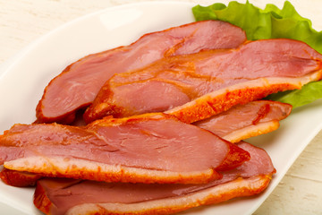 Sliced duck breast