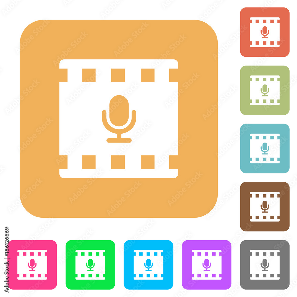 Poster movie voice rounded square flat icons