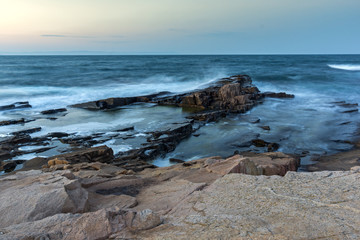 Amazing Sunset view of coastline of village of Chernomorets, Burgas Region, Bulgaria
