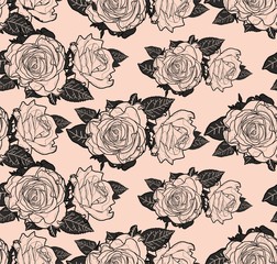  Rose line simply seamless vector pattern