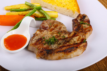 Grilled pork steak