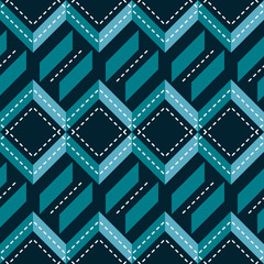 Fototapeta na wymiar Seamless horizontal zigzag pattern with stitching lines