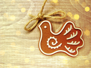 christmas cookies gingerbread and decoration on wooden background