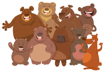 cartoon wild bears animal characters group