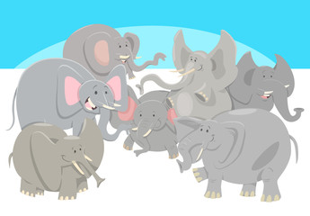 cartoon elephants animal characters group