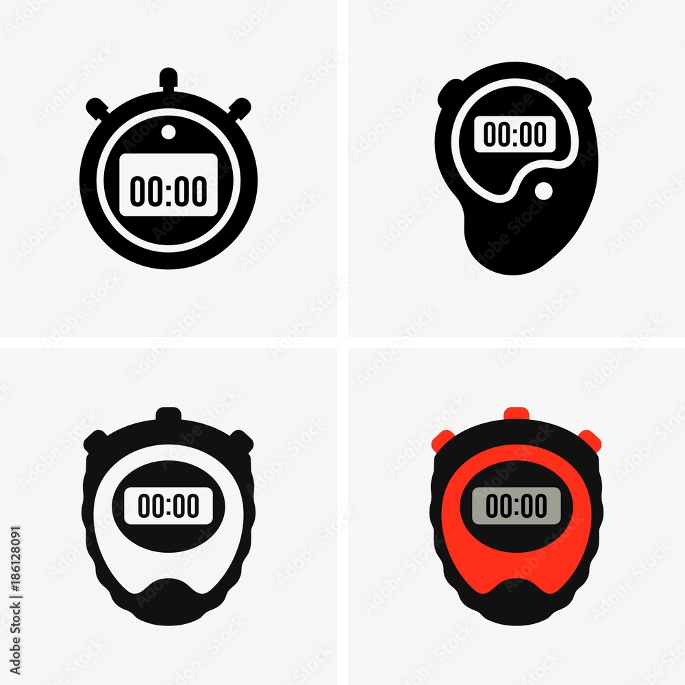 Wall mural Set of four hand stopwatches